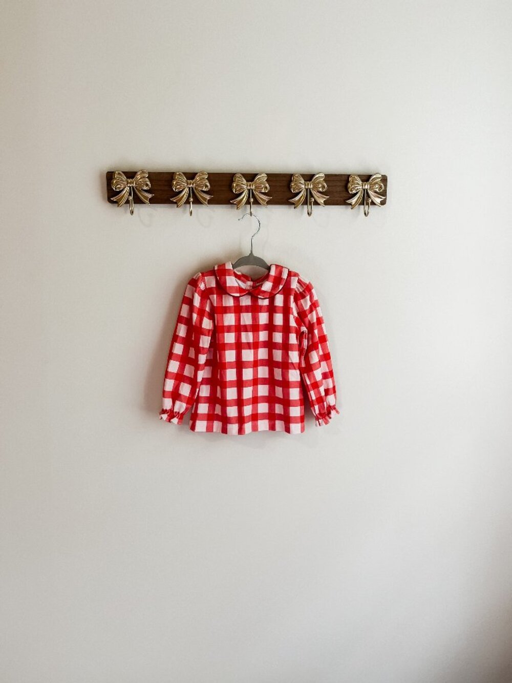 Charming Mary Girls Size 2T Red Gingham Long Sleeve Toddler Blouse